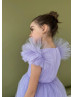 Feifei Sleeves Lavender Tulle Flower Girl Dress